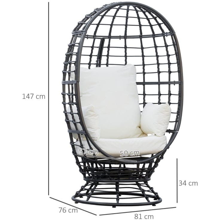 Wicker Egg Chair With 360° Swivel Base And Cushions