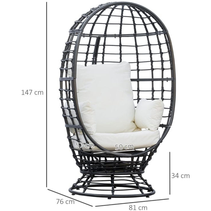 Wicker Egg Chair With 360° Swivel Base And Cushions