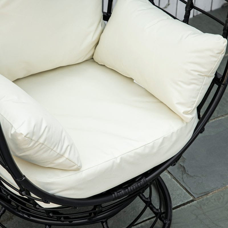 Wicker Egg Chair With 360° Swivel Base And Cushions