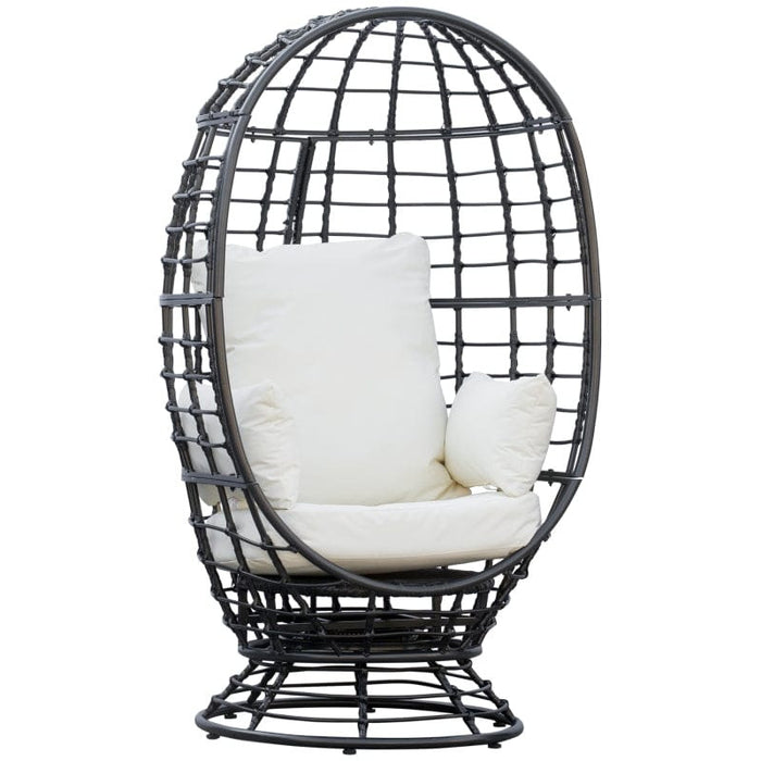 Wicker Egg Chair With 360° Swivel Base And Cushions