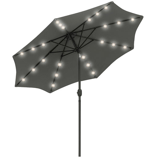 Image of a grey parasol with lights