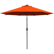 Image of an orange parasol with lights