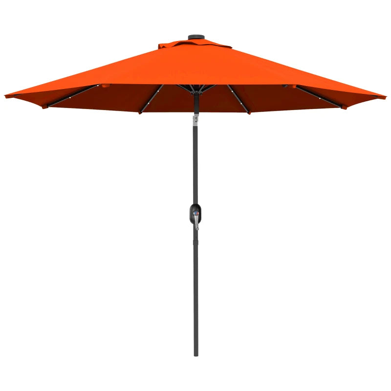 Image of an orange parasol with lights