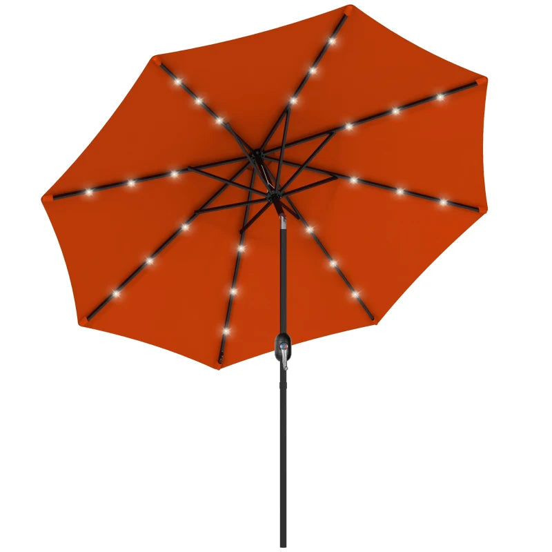 Image of an orange parasol with lights