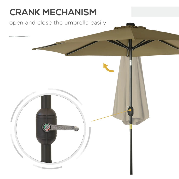 Image of a brown parasol with lights