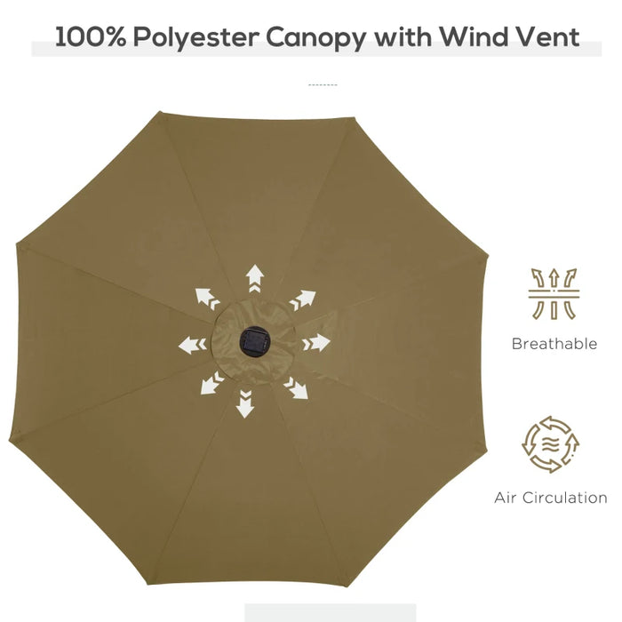 Image of a brown parasol with lights