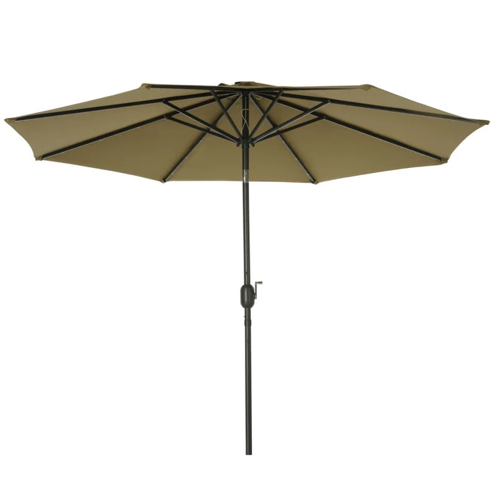 Image of a brown parasol with lights