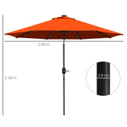 Image of an orange parasol with lights