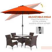 Image of an orange parasol with lights