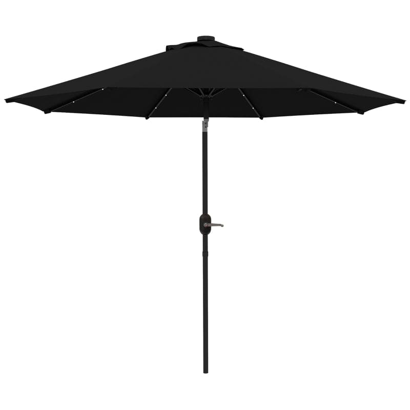 Image of a black parasol with lights