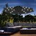 Image of a black parasol with lights