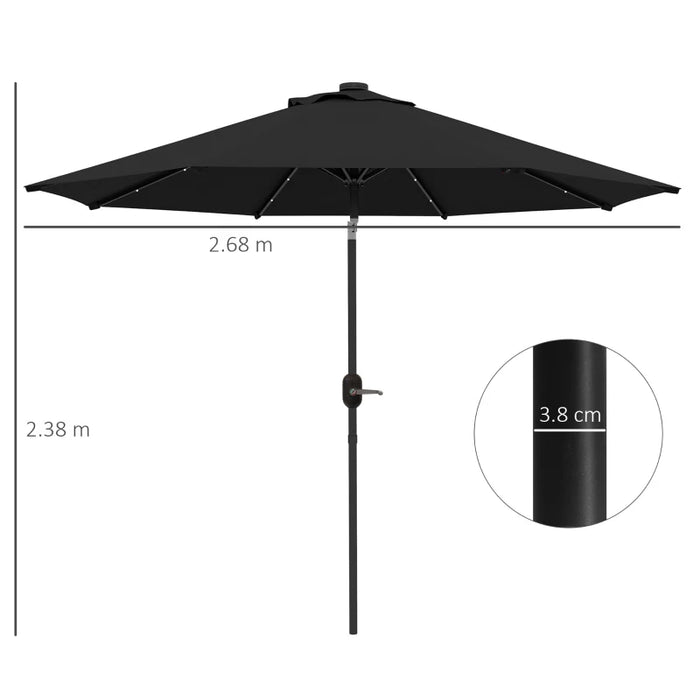 Image of a black parasol with lights