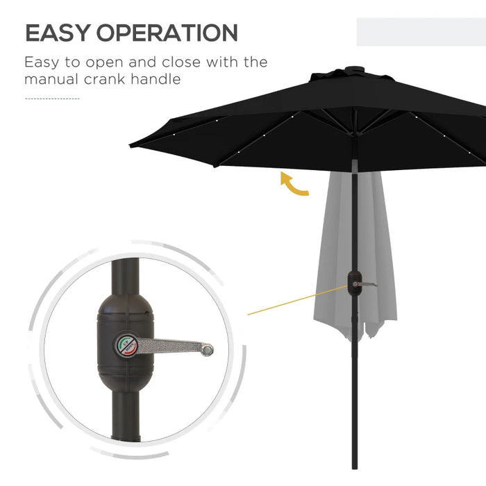 Image of a black parasol with lights