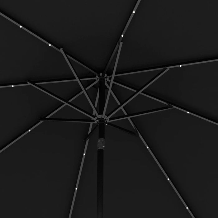 Image of a black parasol with lights