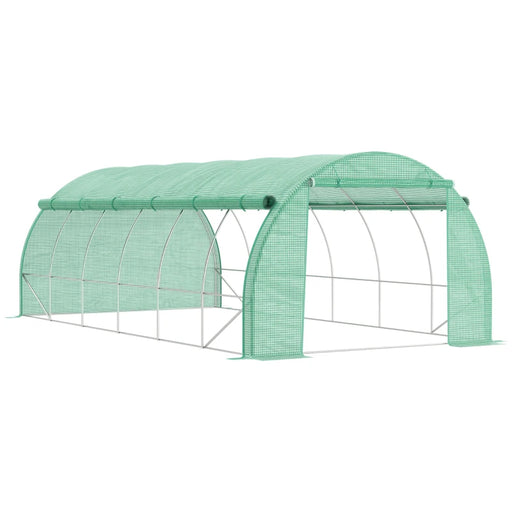 Image of a green poly tunnel greenhouse