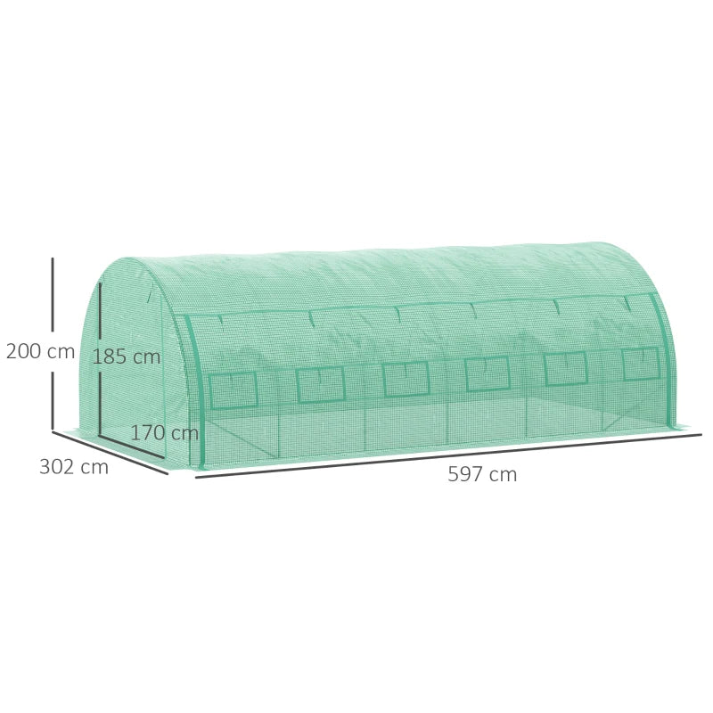 Image of a green poly tunnel greenhouse