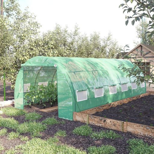 Image of a green poly tunnel greenhouse