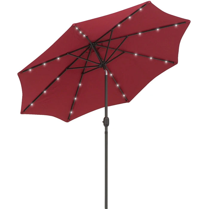 Image of a red parasol with lights