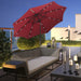 Image of a red parasol with lights