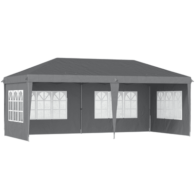 Image of an Outsunny 6x3m Pop Up Garden Tent With Sides, Grey