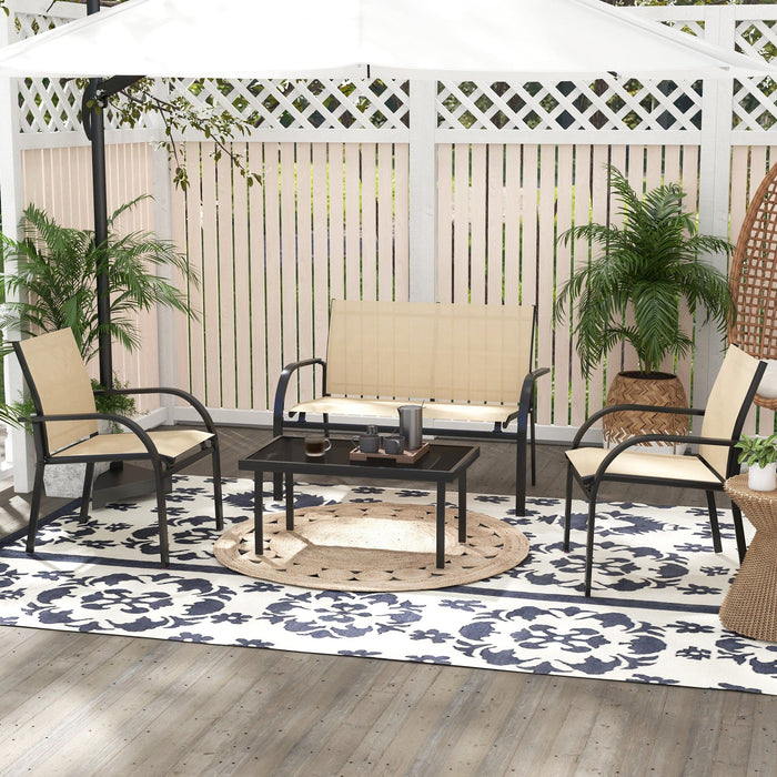 Outsunny 4 Piece Patio Conversation Set, Beige