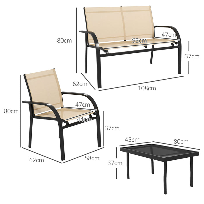 Outsunny 4 Piece Patio Conversation Set, Beige