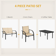 Outsunny 4 Piece Patio Conversation Set, Beige