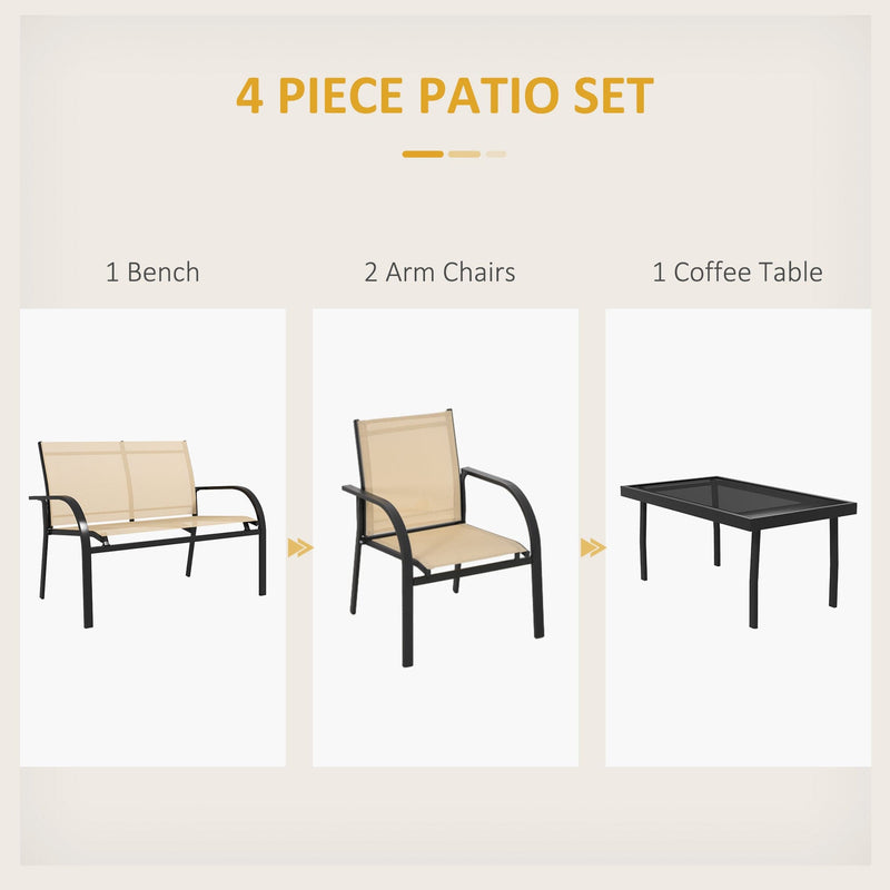 Outsunny 4 Piece Patio Conversation Set, Beige