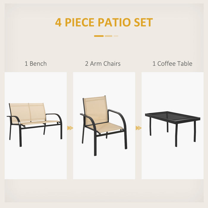 Outsunny 4 Piece Patio Conversation Set, Beige