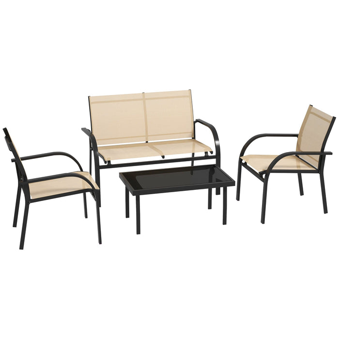 Outsunny 4 Piece Patio Conversation Set, Beige