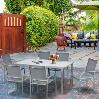 6 Seater Outdoor Dining Set, Grey Outsunny