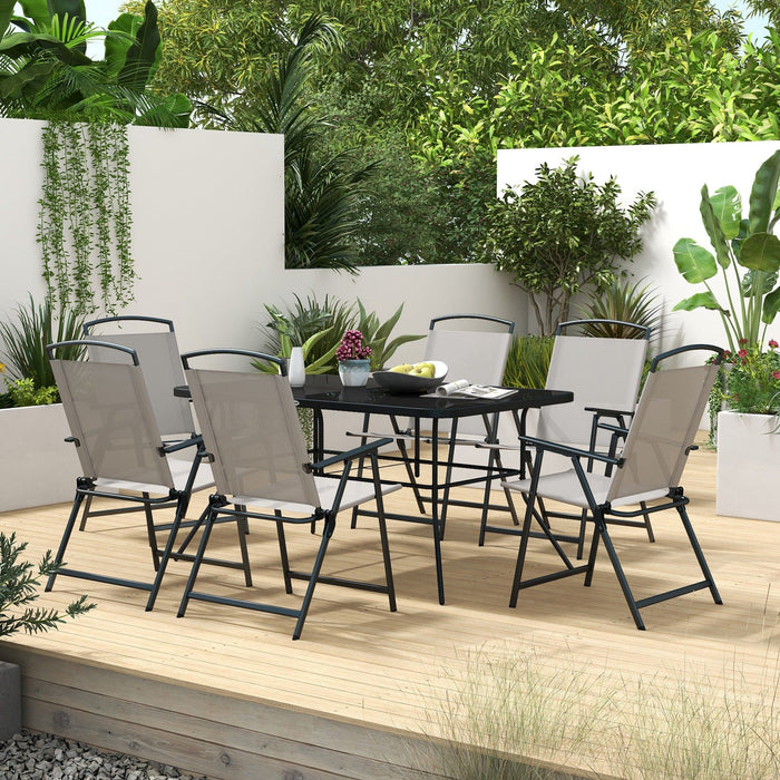 Outsunny 6 Seater Patio Dining Set With Umbrella Hole