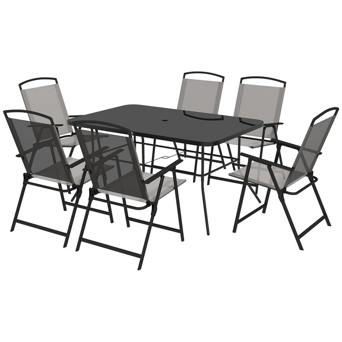 Outsunny 6 Seater Patio Dining Set With Umbrella Hole