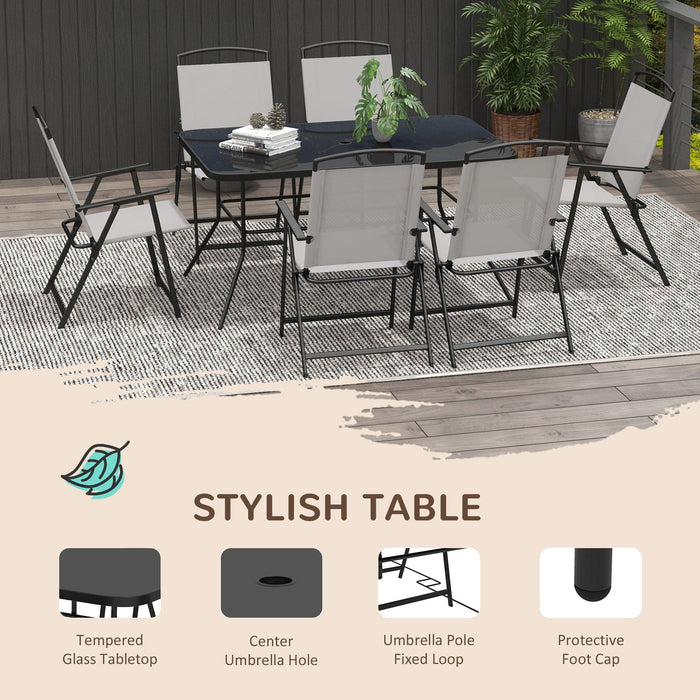 Outsunny 6 Seater Patio Dining Set With Umbrella Hole