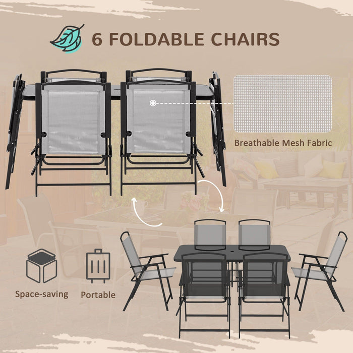 Outsunny 6 Seater Patio Dining Set With Umbrella Hole