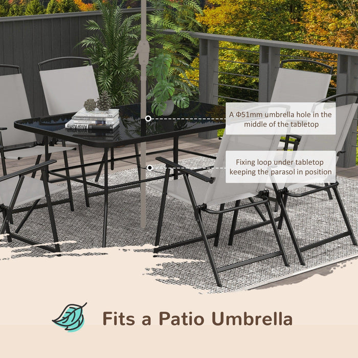 Outsunny 6 Seater Patio Dining Set With Umbrella Hole