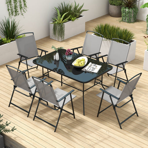 Outsunny 6 Seater Patio Dining Set With Umbrella Hole