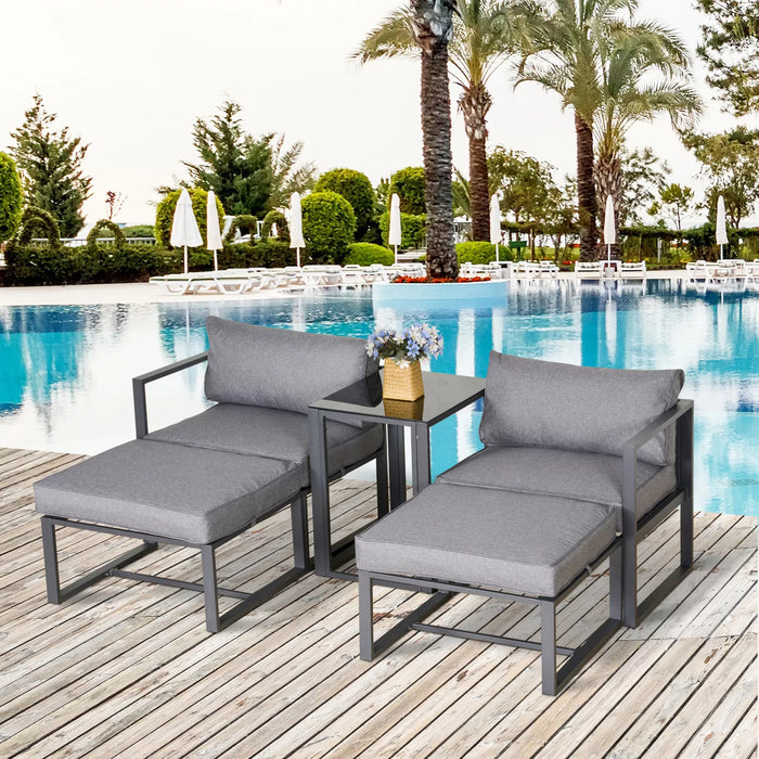 Outsunny Aluminium Garden Sofa Set, Grey