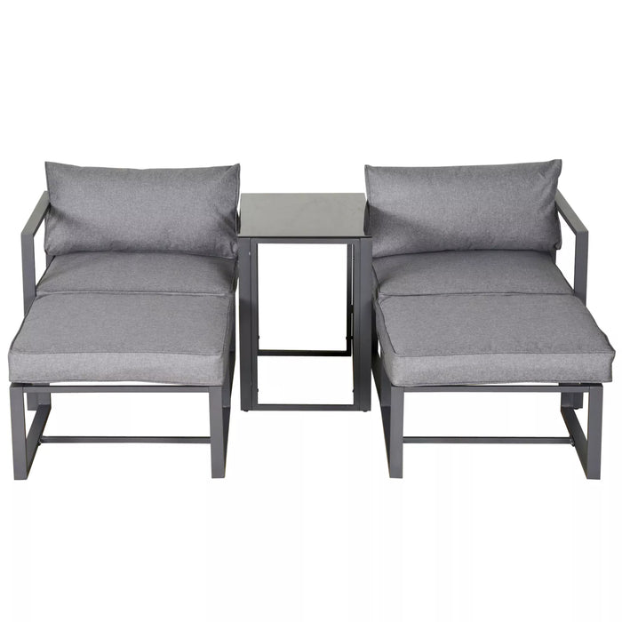 Outsunny Aluminium Garden Sofa Set, Grey