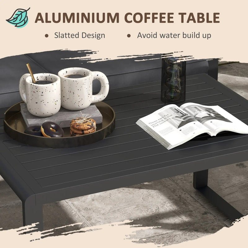 Image of an Outsunny Contemporary Aluminium Outdoor Conversation Set Black and Grey