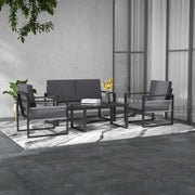 Image of an Outsunny Contemporary Aluminium Outdoor Conversation Set Black and Grey