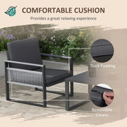 Image of an Outsunny Contemporary Aluminium Outdoor Conversation Set Black and Grey