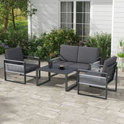 Image of an Outsunny Contemporary Aluminium Outdoor Conversation Set Black and Grey