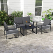 Image of an Outsunny Contemporary Aluminium Outdoor Conversation Set Black and Grey