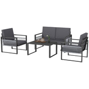 Image of an Outsunny Contemporary Aluminium Outdoor Conversation Set Black and Grey