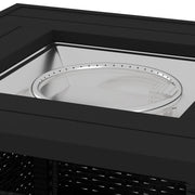 Black Rattan Gas Fire Pit Table With Glass Wind Shield