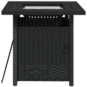 Black Rattan Gas Fire Pit Table With Glass Wind Shield