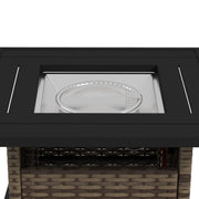 Outsunny Brown Rattan Gas Firepit Table With Cover