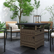 Outsunny Brown Rattan Gas Firepit Table With Cover