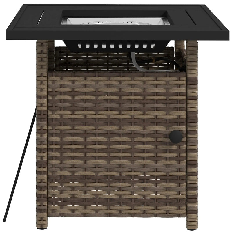 Outsunny Brown Rattan Gas Firepit Table With Cover